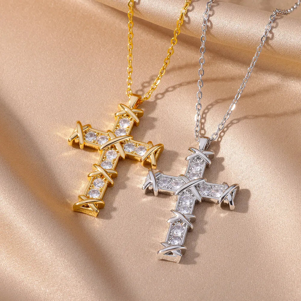 Zircon Cross Necklace For Women