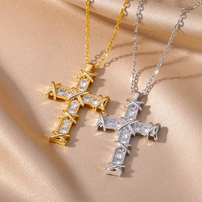 Zircon Cross Necklace For Women