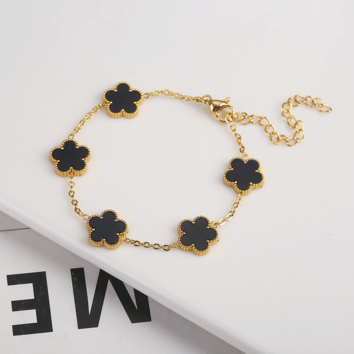 New Designed Gold Plated Stainless Steel 316 Flower Bracelet With Five Leaf Petals  
Women's Luxury Fashion