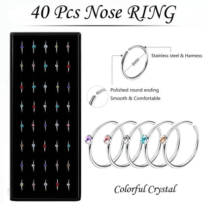 Crystal Stainless Steel Nose Stud Piercing For Women