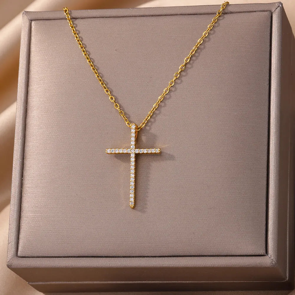 Zircon Cross Necklace For Women