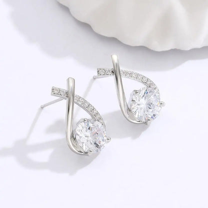 Fashion  Elegant Crystal Cross Stud Earrings For Women