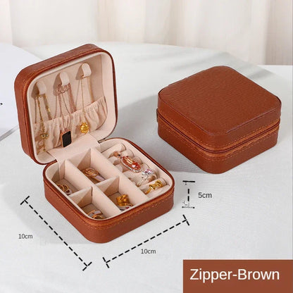 Jewelry Organizer Display Travel Jewelry Case Boxes Portable Jewelry Box Leather Storage