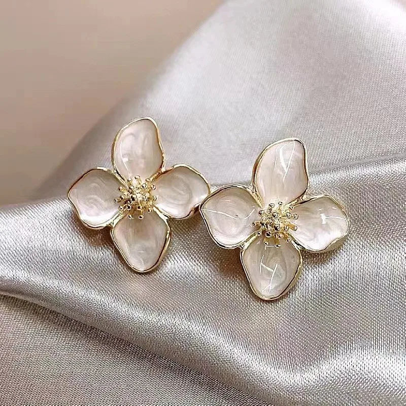 Dropped Glaze Flower Stud Earrings for Women