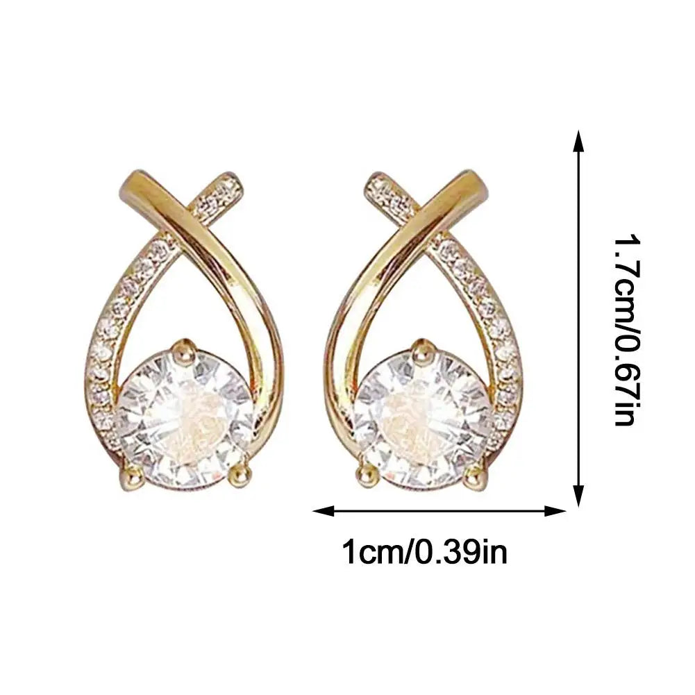 Fashion  Elegant Crystal Cross Stud Earrings For Women