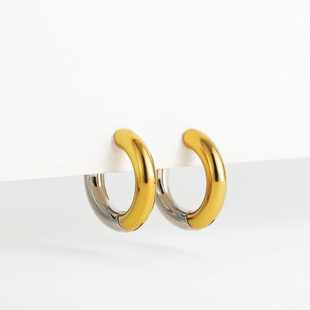 New Gold&Silver Plated Geometric Circle Hoop Earrings For Women