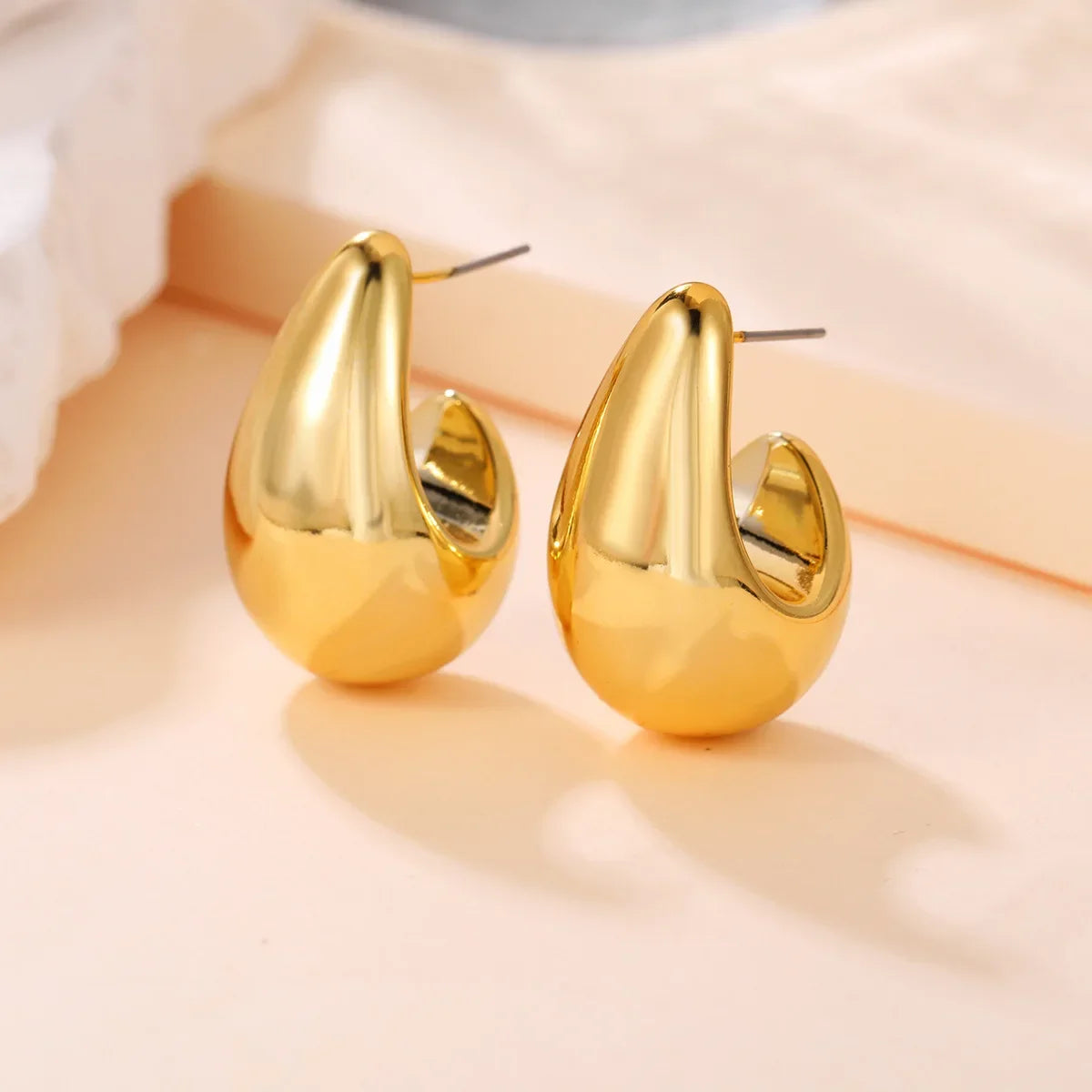 Chunky Drop Earrings For Women Gold Plated Stainless Steel