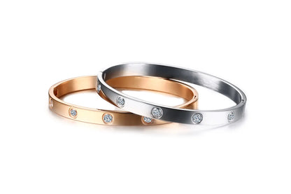 New Designed Stainless Steel And Zircon Bangle For Woman