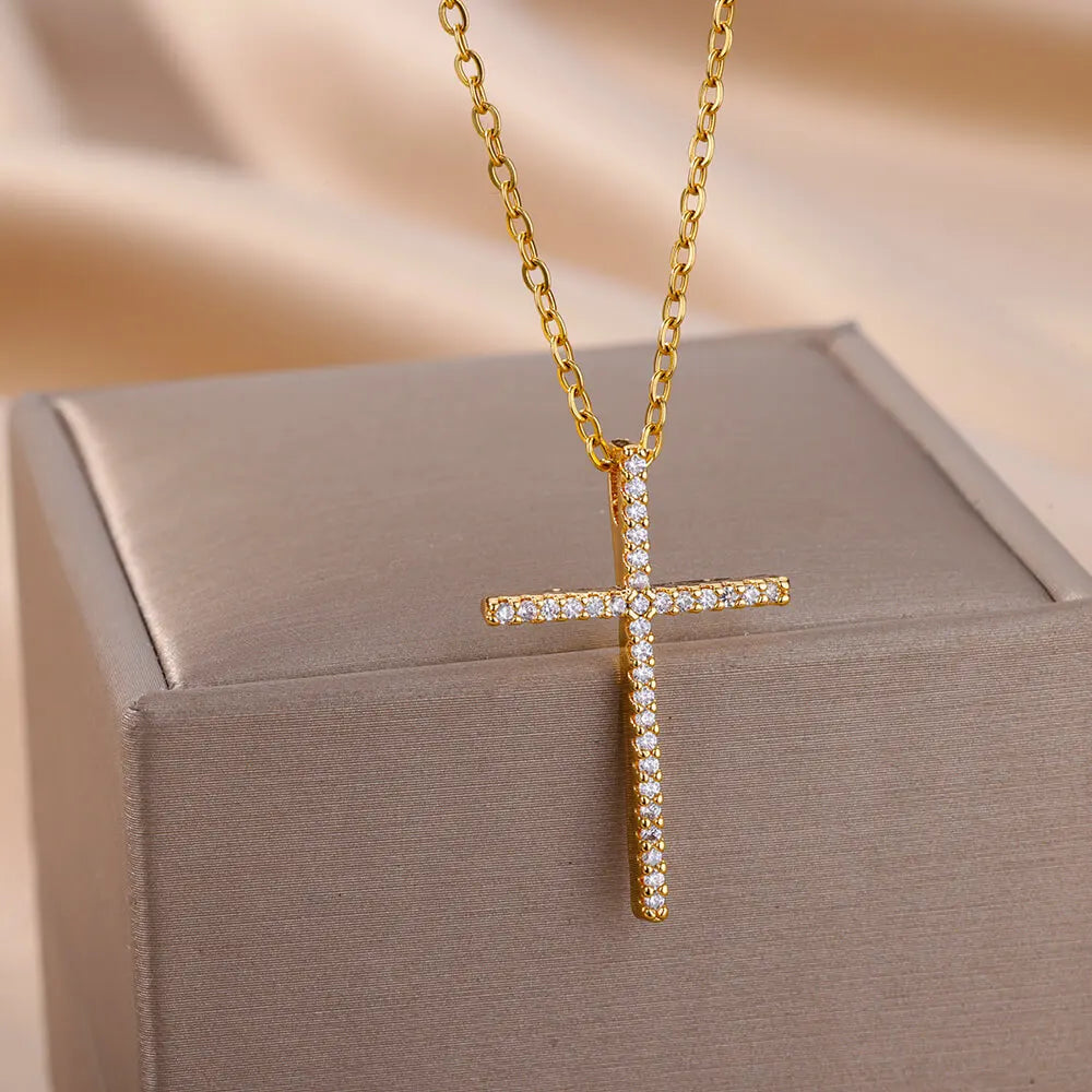 Zircon Cross Necklace For Women