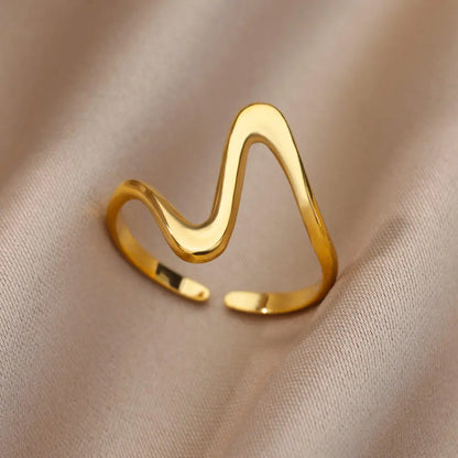 Stainless Steel Trendy Gold Color Ring For Women