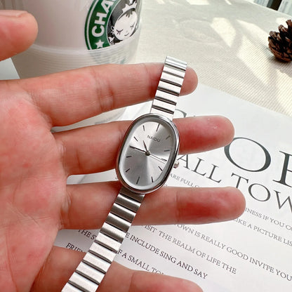 Women Stainless Steel Oval Quartz Watch