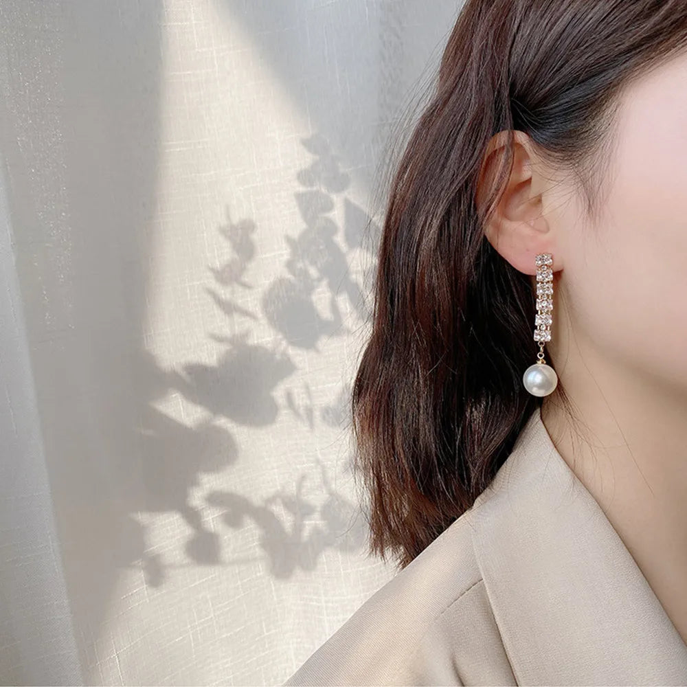 New Trend Minimalist Pearl Long Earrings