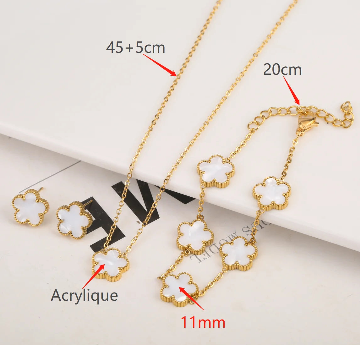 New Designed Gold Plated Stainless Steel 316 Flower Bracelet With Five Leaf Petals  
Women's Luxury Fashion