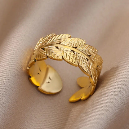 Stainless Steel Trendy Gold Color Ring For Women