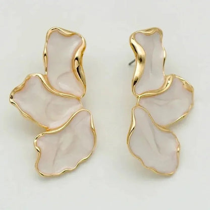 Metal Flower Stud Gold Color Earrings For Women