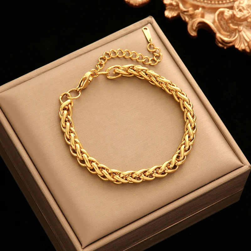 316L Stainless Steel Twisted Bracelet Bangles For Women