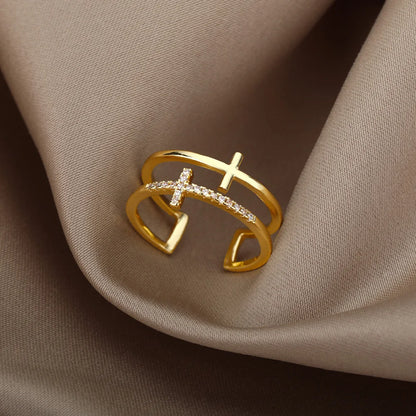 Stainless Steel Trendy Gold Color Ring For Women