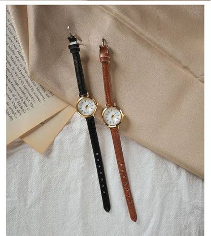 Women Minimalist Small Thin Strap Leather Band Quartz Watches