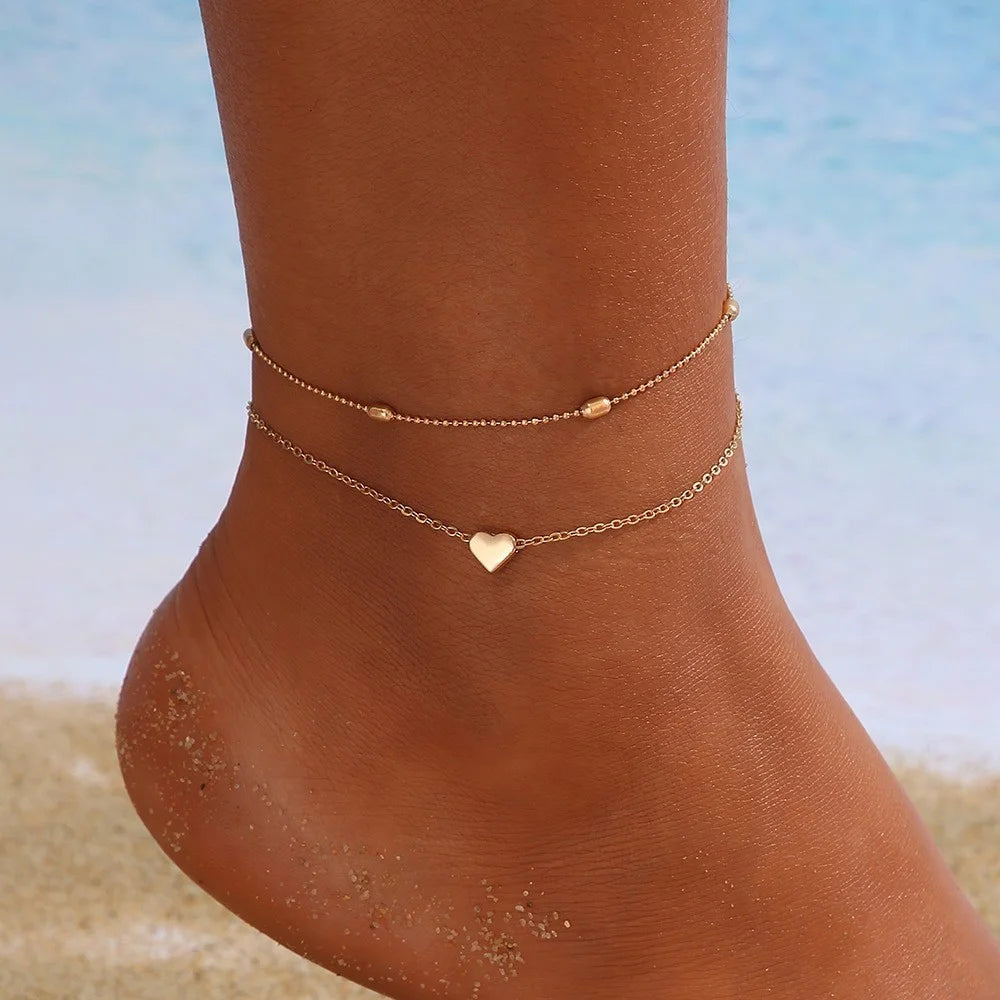 7pc/set Bohemian Starfish Anklet Set For Summer Beach