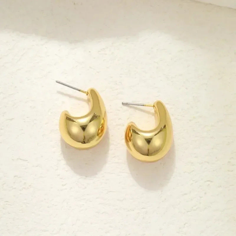 Chunky Drop Earrings For Women Gold Plated Stainless Steel